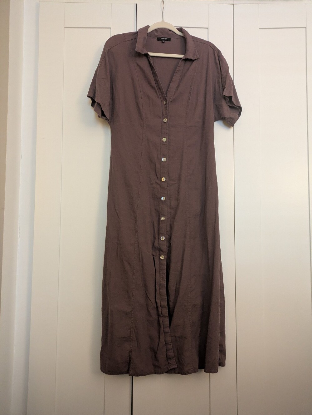 Madewell Linen Blend Plum Midi Dress In Medium